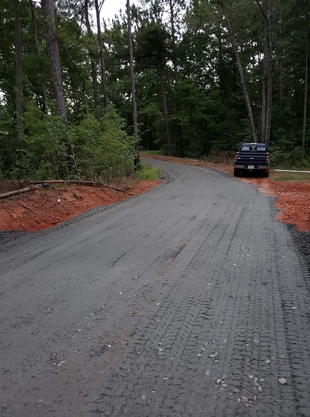 Driveway construction through wooded property